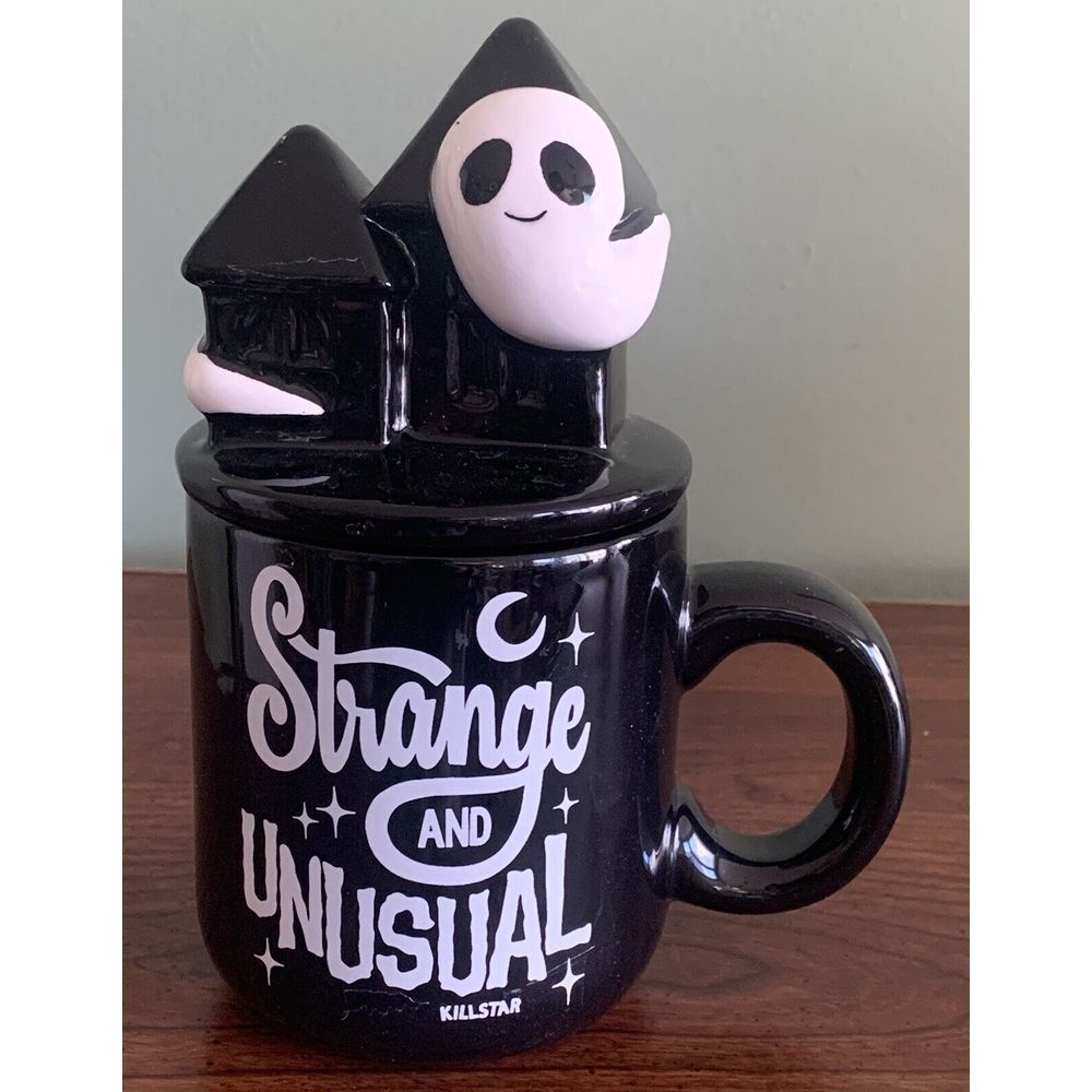 Killstar Strange‎ Unusual Ghost Coffee Tea Lidded Mug Cup 12oz